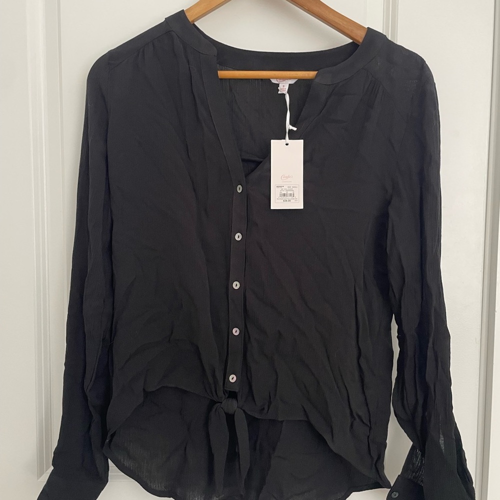 Women's Black Button-Up Top